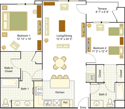 2 Bed A 2D Floor Plan